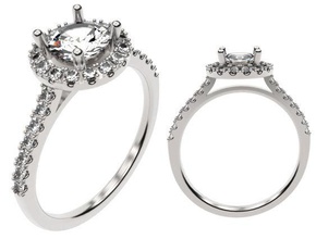 halo design ring jewelry rings classic simple elegant diamond engagement 3d print model - Mito3D