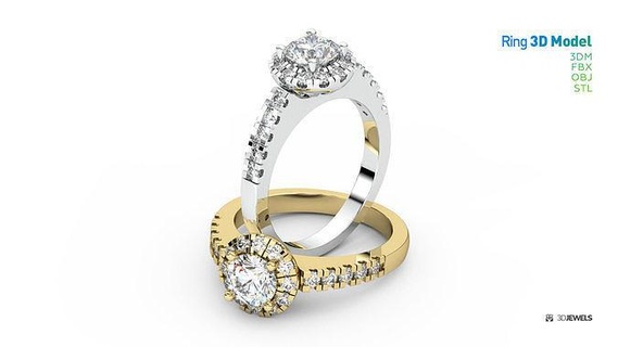 halo diamond engagement ring side stones jewelry ring gold diamond jewel engagement diamond ring brilliant printable jewellery fashion ring fashion halo gems rings  3d print model - Mito3D