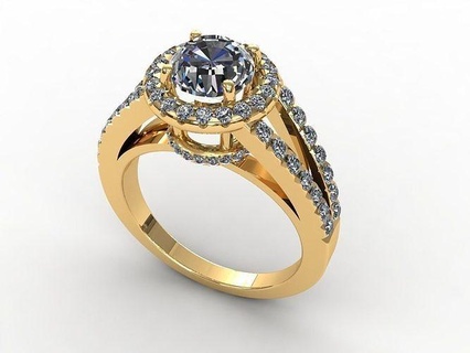 Heiligenschein doppelt Schaft Diamant Ring Juwel Engagement Hochzeit Schmuck Silber Gold engagem Mode Sterling Anhänger Halskette Schönheit Ohrringe Ringe 3d print model - Mito3D