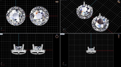 halo earing stone 6 mm golden diamond jewelry gem earrings 3d print model - Mito3D
