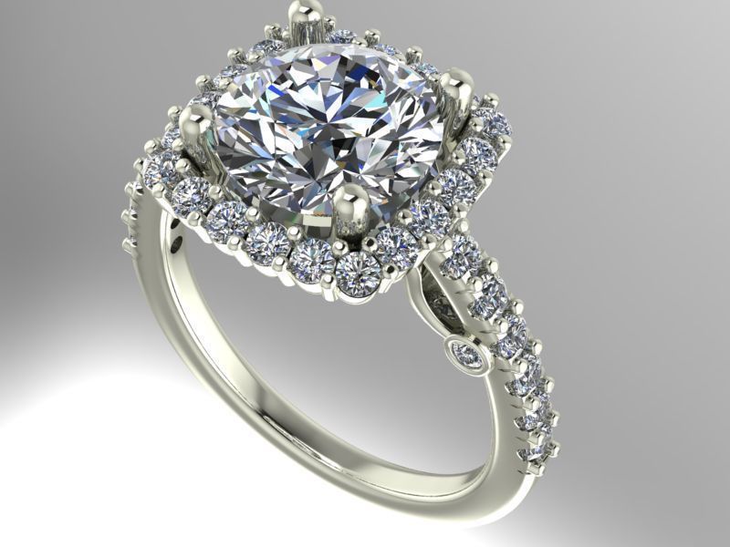 halo anillo de compromiso la joyería el diamante imprimible los anillos 3D print model - Mito3D