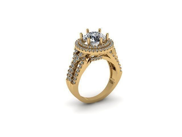 Halo engagement bague diamant d'or argent bijoux anneaux 3D print model - Mito3D