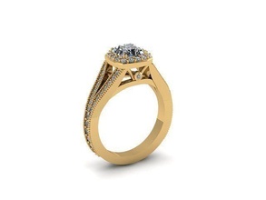 halo engagement ring diamond golden silver jewelry rings 3d print model - Mito3D
