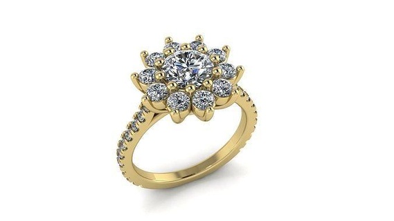 Halo engagement bague bijoux anneaux or diamant imprimable argent mariage mode 3d print model - Mito3D