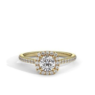 Halo engagement bague diamants bijoux mariage diamant imprimable or argent brillant blanc solitaire anneaux 3d print model - Mito3D