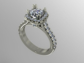 halo engagement ring diamond printable jewelry rings 3d print model - Mito3D
