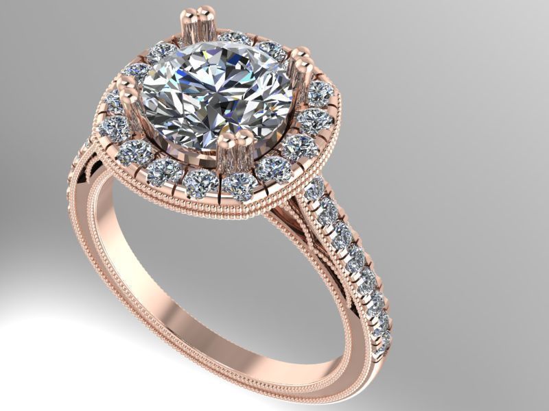 halo anillo de compromiso la joyería el diamante imprimible los anillos 3D print model - Mito3D