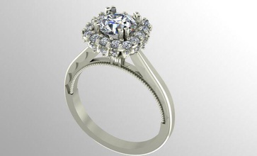 halo engagement ring jewelry printable diamond rings 3d print model - Mito3D