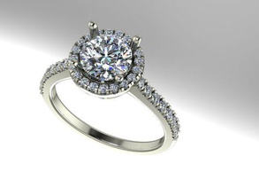 halo Verlobungsring Schmuck engagement ring diamond Diamant-ring bedruckbar ist Ringe 3d print model - Mito3D