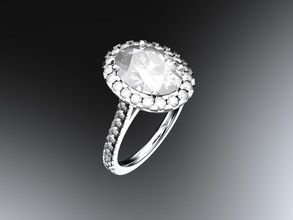 halo nişan yüzüğü takı elmas yazdırılabilir yüzük gem beyaz 3d print model - Mito3D