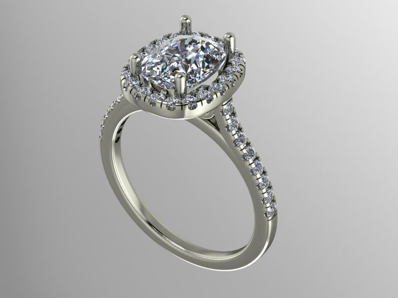 halo bague de fiançailles bijoux l'engagement l'anneau le diamant imprimable en les anneaux 3D print model - Mito3D