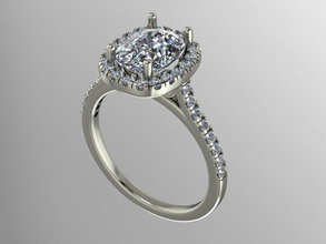 halo engagement ring jewelry diamond printable rings 3d print model - Mito3D