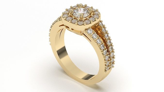halo engagement ring jewelry printable diamond wedding jewel platinum jewellery gold model rings 3d unique 3D print model - Mito3D