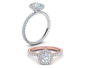 halo Verlobungsring 1ct Runde Stein 3dmodel halo-ring engagement ring Diamant-ring Schmuck bedruckbar ist usa Kanada Europa Asien israel diamond genial Ringe 3d print model - Mito3D
