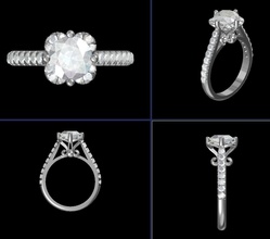 halo engagement ring haloring diamondring diamond wedding filigree flower jewelry rings 3d print model - Mito3D