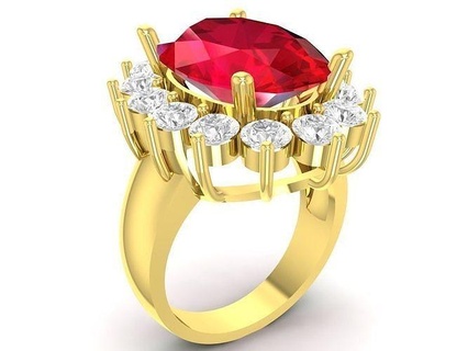 Halo ovale diamant femmes bague 3501 bijoux mode accessoires or femme Nouveau conception anneaux 3d print model - Mito3D