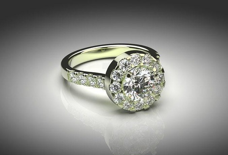 Heiligenschein Ring Design runden Diamant brillant Gold Silber druckbar Schmuck Juwel stl 3dm Ringe 3d print model - Mito3D