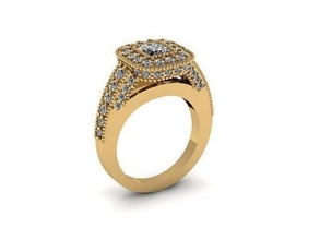 Halo bague diamant d'or argent bijoux anneaux 3d print model - Mito3D