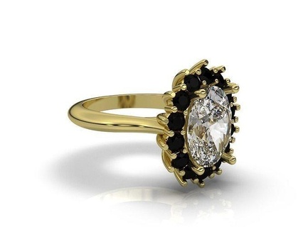 Halo bague bijoux engagement anneaux diamant imprimable solitaire mariage précieux platine gemme argent mode luxe saphir 3d print model - Mito3D