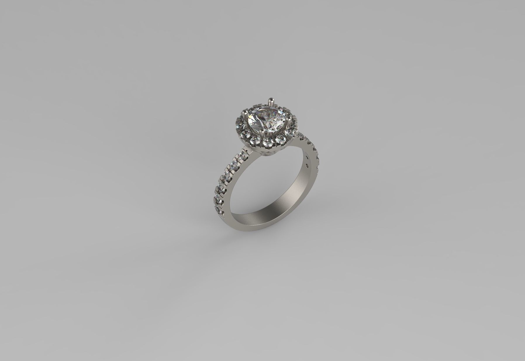 halo anello da 1 carato gioielli disco di platino su misura lusso fidanzamento stampabile diamanti gemma brillante matrimonio preziosi anelli 3D print model - Mito3D