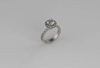 halo ring 1 carat jewelry platinum bespoke luxury engagement printable diamond gem brilliant wedding precious rings 3d print model - Mito3D