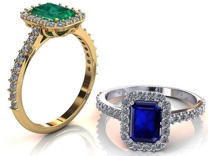 Heiligenschein Ring 1ct Smaragd Schnitt Schmuck Ringe Gold Diamant Juwel Hochzeit Engagement brillant Mode Solitär 3d print model - Mito3D