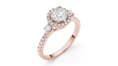halo anel de diamantes jóias 3d brilhantes clássico diamante engagem o engajamento gem ouro modelo pêra printable anéis rodada prata sterling 3d print model - Mito3D