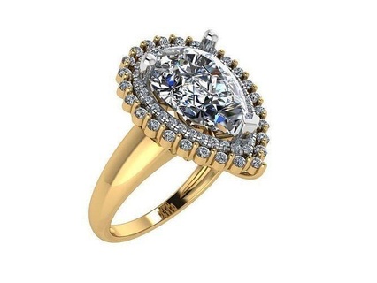 aureola anillo Pera Roca 415 oro diamante pavimentar joyería joya plata fabricación Moda diseño compromiso imprimible libra esterlina pulsera cubano arete collar colgante pendiente anillos 3d print model - Mito3D