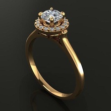 halo rope floral gallery engagement ring jewelry band diamond wedding engaged women female fashion antique vintage retro minimalist love romantic rings 3d print model - Mito3D