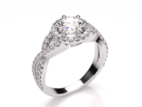 halo coupe ronde antique de fiançailles en diamants bague nuptiale le diamant la mariée l'anneau vintage l'engagement d'argent imprimable joyau gem brillant livre sterling or bijoux les anneaux 3d print model - Mito3D