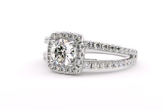 halo corte redondo anel de noivado diamante rodada o engajamento gem brilhantes jóia printable sterling prata da forma jóias anéis 3d print model - Mito3D