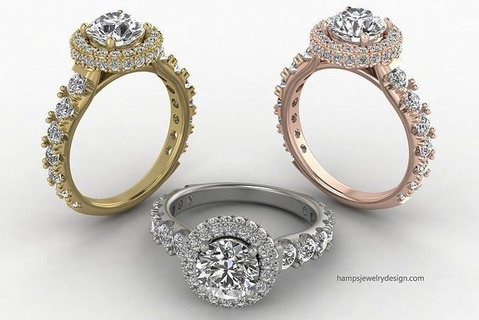 Halo rond bague bijoux or engagement bijou mariage diamant imprimable engagem brillant mode anneaux 3d print model - Mito3D