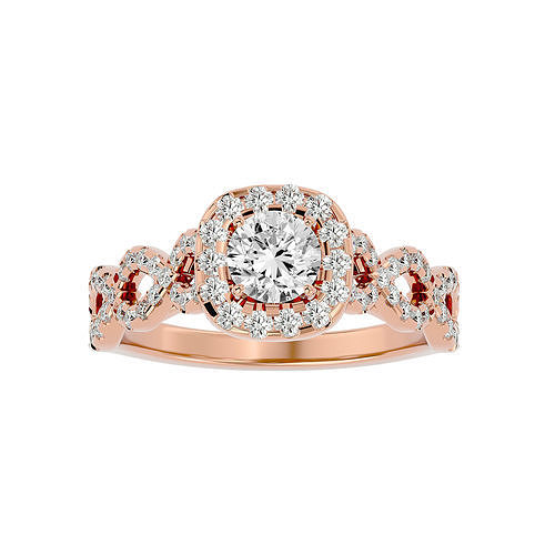 Halo solitaire mariage engagement bague 360 vue bijoux bande femme or diamant anneaux femmes 3D print model - Mito3D