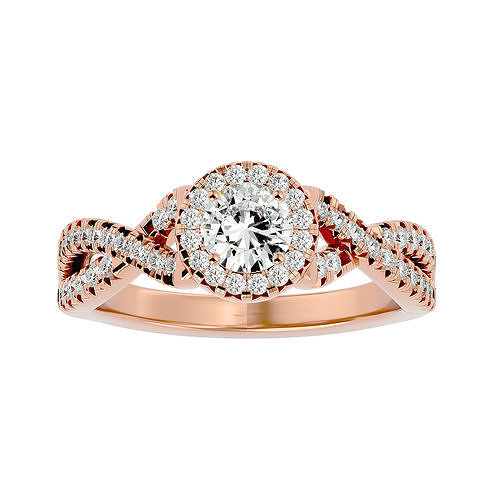Halo solitaire mariage engagement bague 360 vue bijoux bande femme or diamant anneaux femmes 3D print model - Mito3D