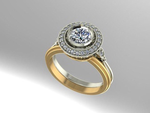halo mariage ensemble diamant imprimable bague bijoux anneaux 3d print model - Mito3D