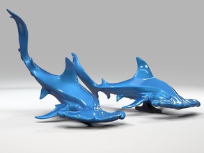 squalo martello art hammerhead shark sphyrna mokarran le mascelle pesce oceano di profondità monster natura acquatici 3dprint sculture 3d print model - Mito3D