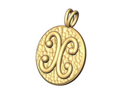 hammred wire scroll pendant charm hammered texture coin faceted fashion jewelry printable gold silver jewellery sterling necklace forged bead 3d model pendants 3d print model - Mito3D