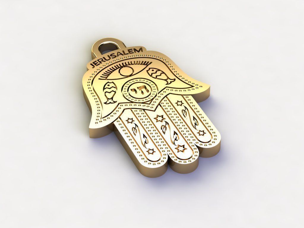 hamsa jewelry hand pendant silver gold jerusalem jewellry jewellery religion pendants 3D print model - Mito3D