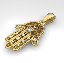hamsa Schmuck Gott gold Silber sterling 14k hand mano dios amulete - Anhänger fatima glauben bedruckbar ist Juwel 3d print model - Mito3D