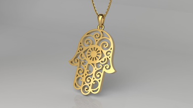 hamsa gold silver printable jewelry religion traditional pendants gift happy fashion beauty 3d print model - Mito3D