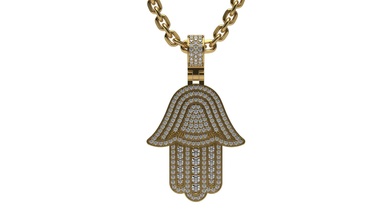 hamsa elmaslar altın gümüş yazdırılabilir mücevher parlak takı din geleneksel kolye hediye mutlu moda güzellik 3d print model - Mito3D