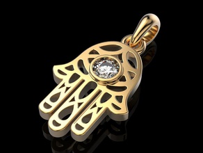 hamsa fatima mano encanto colgantes collar espiritual proteccion joyería joya impresión imprimible diseño dorado moda oro prototipos 3d print model - Mito3D