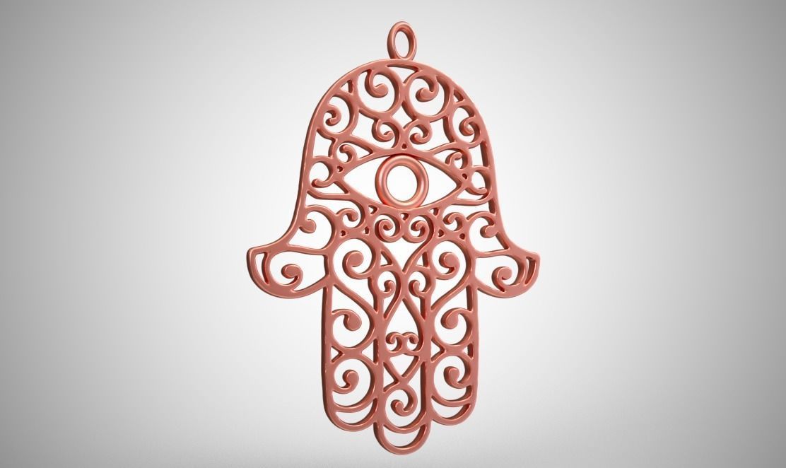 hamsa hand marokko zeichnung kultur traditionell arab ornament design marokkanisch muster abstrakt nahtlos ethnisch symbol mosaik schmuck anhänger 3D print model - Mito3D