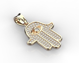 main of fatima pendentif collier hip hamsa or diamants argent bijoux pendentifs arabe style khamsa hume lumière pierres précieuses 3d print model - Mito3D