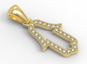 hamsa Palme Schmuck Anhänger 3d druckbar Modell Ring Diamant Band USA Kanada Europa Hochzeit Design Mode Gold Kurven Israel 3d print model - Mito3D