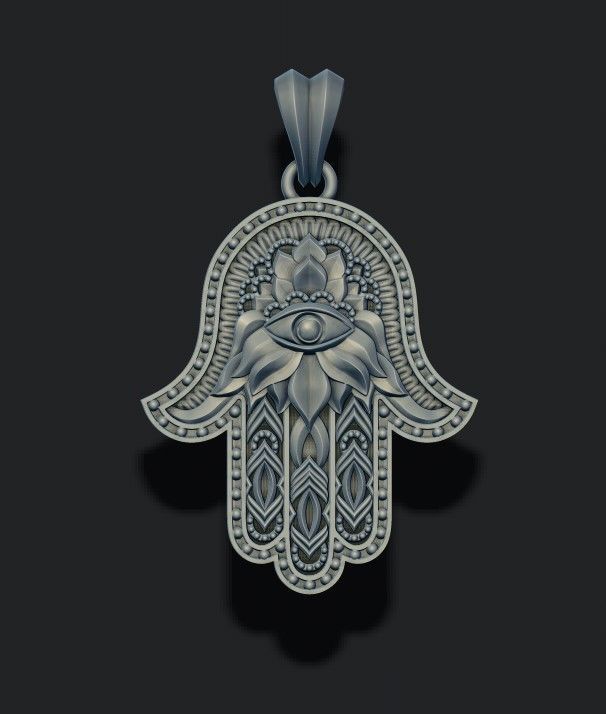 hamsa colgante pendiente khamsa joyería alá bismillah dios letra islam amuleto talismán recuerdo arábica encanto mano religión judío hamesh símbolo judaísmo dedo joya colgantes 3D print model - Mito3D