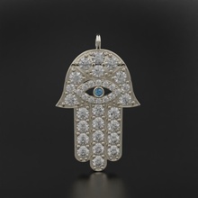 Hamsa pendentif bijoux platine gemme or argent imprimable brillant diamant pendentifs 3d print model - Mito3D