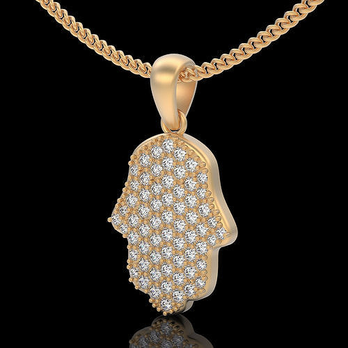 hamsa pendant silver gold printable jewelry 3d model fashion sterling brilliant gem necklace wedding design saint holy diamond arabic jewel pendants 3D print model - Mito3D