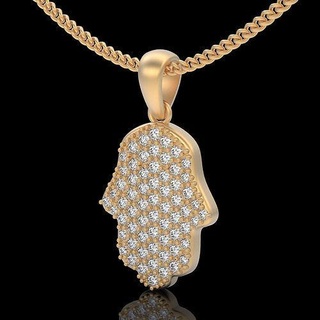hamsa pendente argento oro stampabile gioielleria 3d modello moda sterlina brillante gemma collana nozze design santo diamante Arabo gioiello ciondoli 3d print model - Mito3D