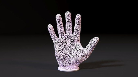hand 2 voronoi finger arm extremities human anatomy body female art sculptures gesture 3d print model - Mito3D
